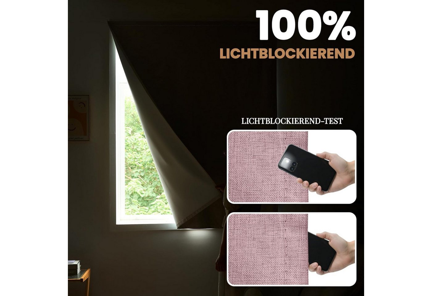 Verdunklungsrollo Selbstklebende,100% Lichtundurchlässig, Ohne Stange, Bohrfrei, Diwzbyn