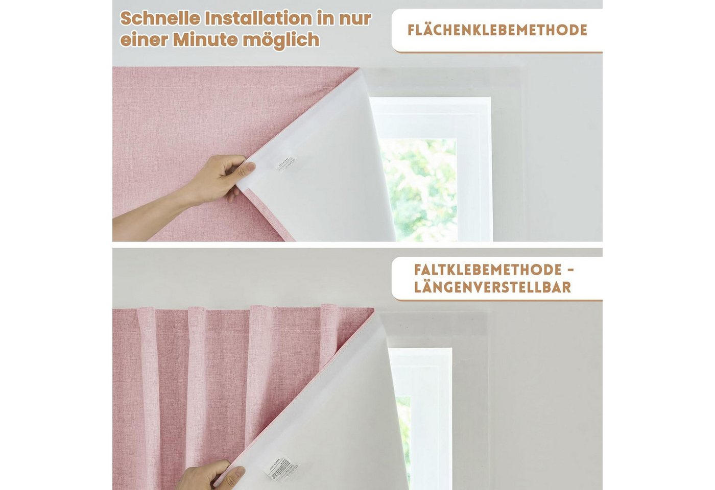 Verdunklungsrollo Selbstklebende,100% Lichtundurchlässig, Ohne Stange, Bohrfrei, Diwzbyn Bild 4