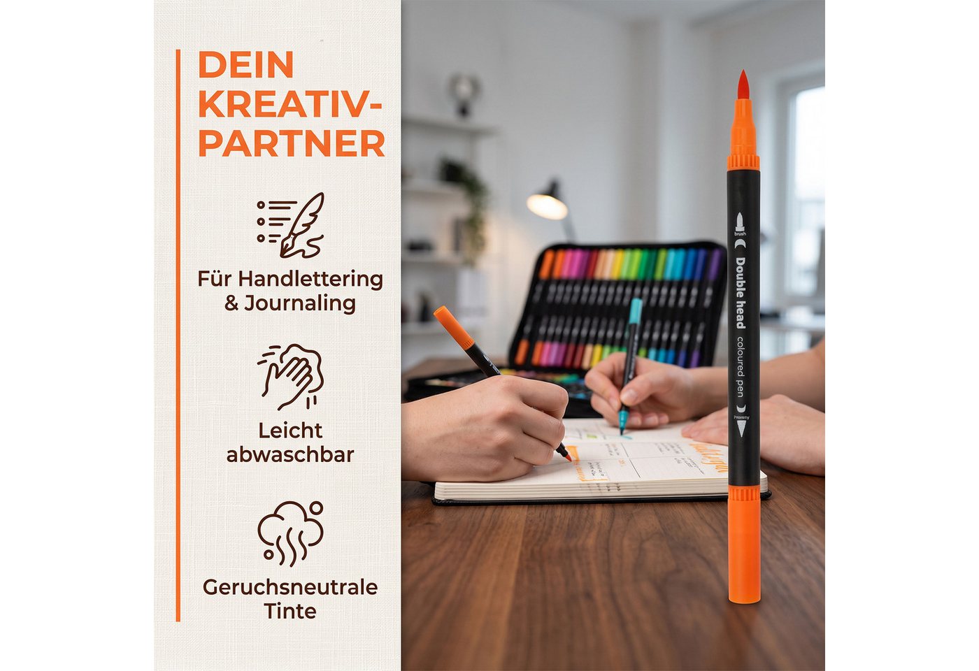 AKKEE Filzstift Marker Dicke und Dünne 100 Farben Fineliner, Dual Brush Pen Set, (100-tlg), Für Kinder Erwachsene, Fasermaler und Fineliner, Zeichnen DIY