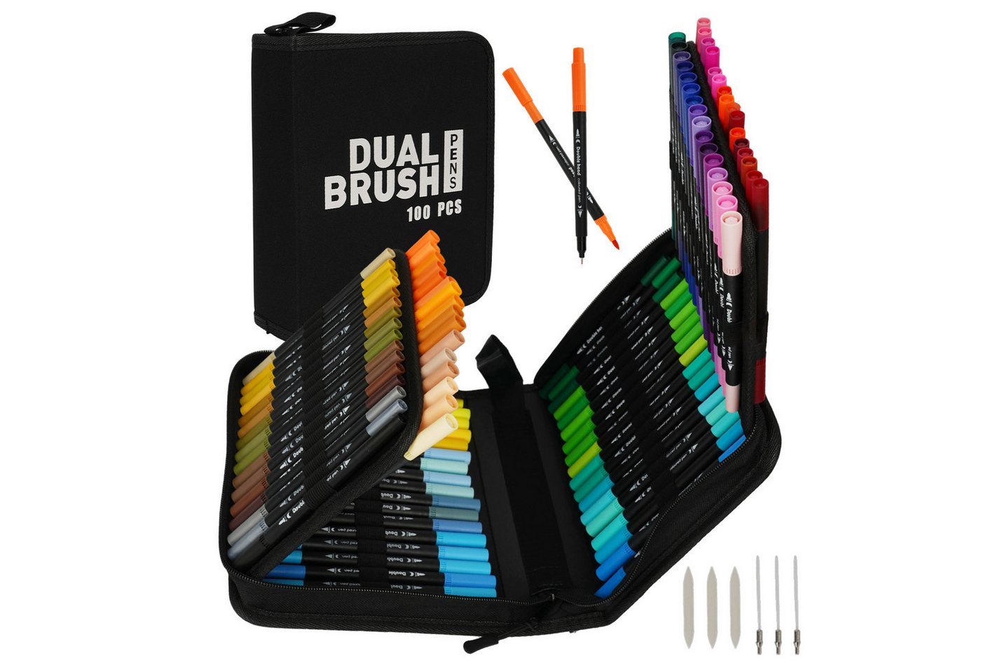 AKKEE Filzstift Marker Dicke und Dünne 100 Farben Fineliner, Dual Brush Pen Set, (100-tlg), Für Kinder Erwachsene, Fasermaler und Fineliner, Zeichnen DIY Bild 2