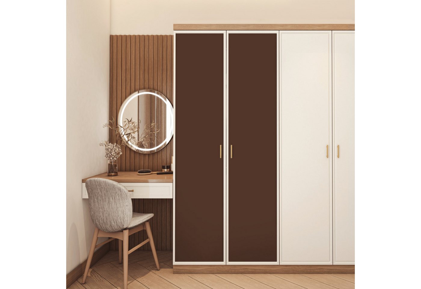 MuchoWow Türtapete Braun - Dunkel - Farben, Matt, bedruckt, (1 St), Selbstklebende Tapete, Folie für Möbel, 70x215 cm Bild 2