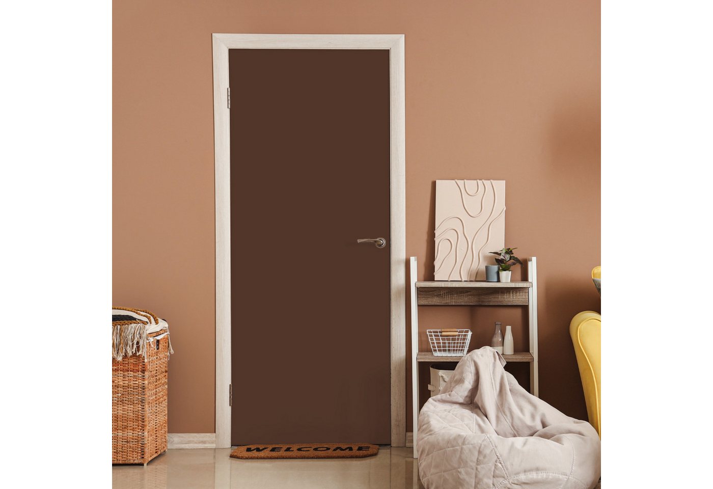 MuchoWow Türtapete Braun - Dunkel - Farben, Matt, bedruckt, (1 St), Selbstklebende Tapete, Folie für Möbel, 70x215 cm Bild 4