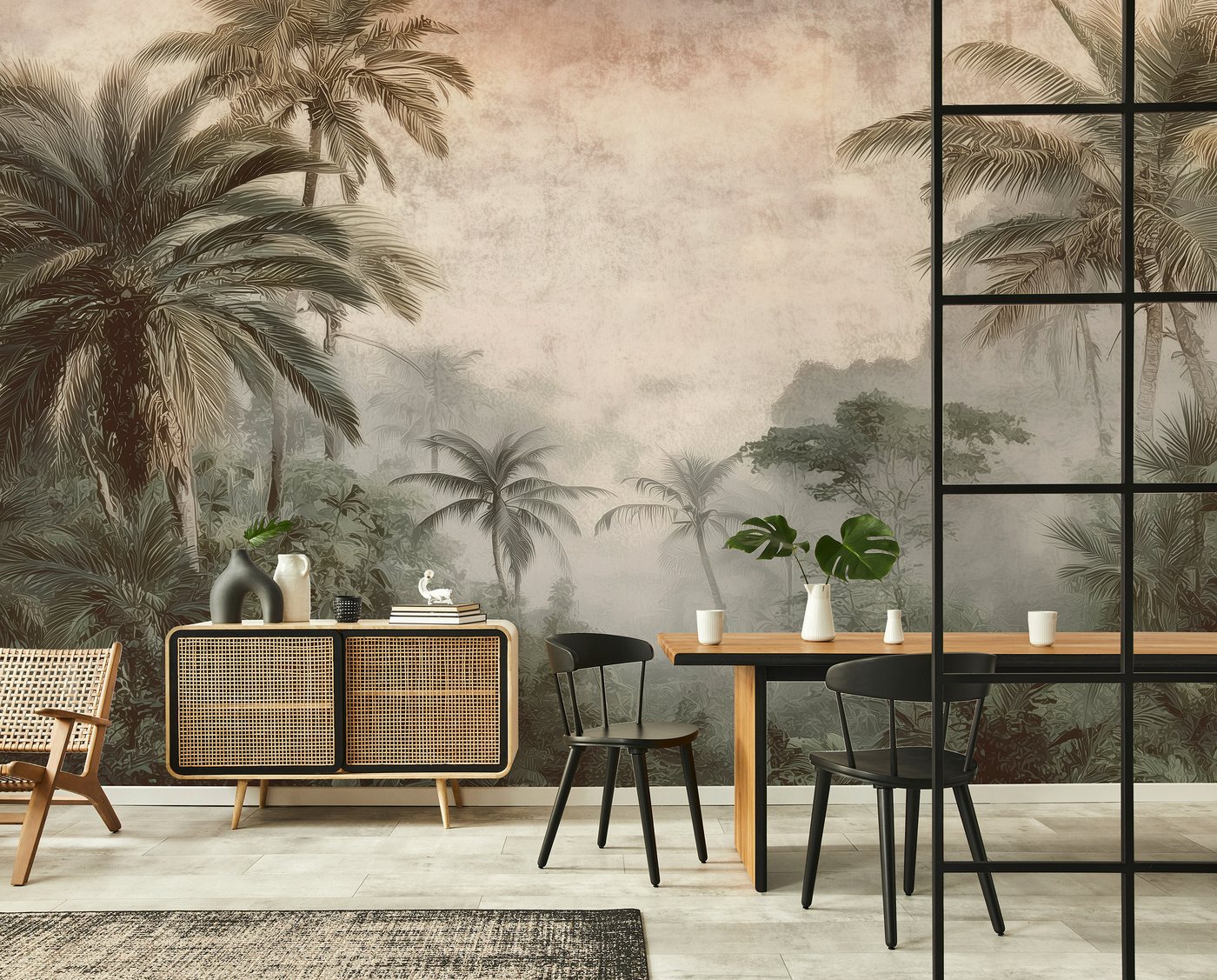 Wallarena Fototapete Dschungel Beton - Mehrfarbig - Klassisch - Vlies - Schlafzimmer, glatt, (7 St), 350x250cm Bild 2