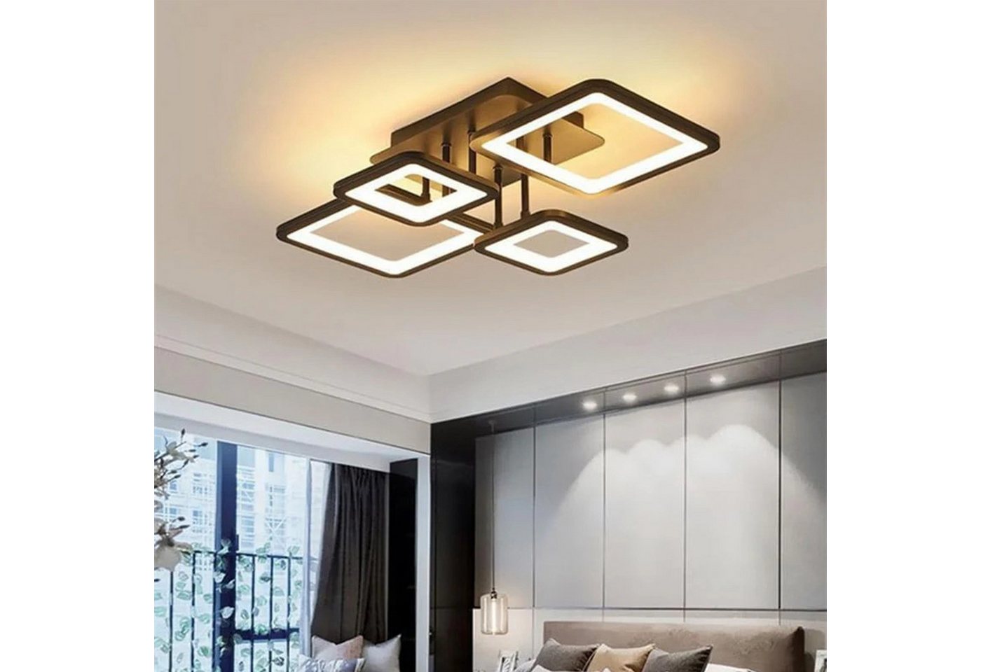 Riserva Deckenleuchten LED Deckenleuchte Schwarz 54W Stufenlos Dimmbar mit Fernbedienung, LED wechselbar Bild 3