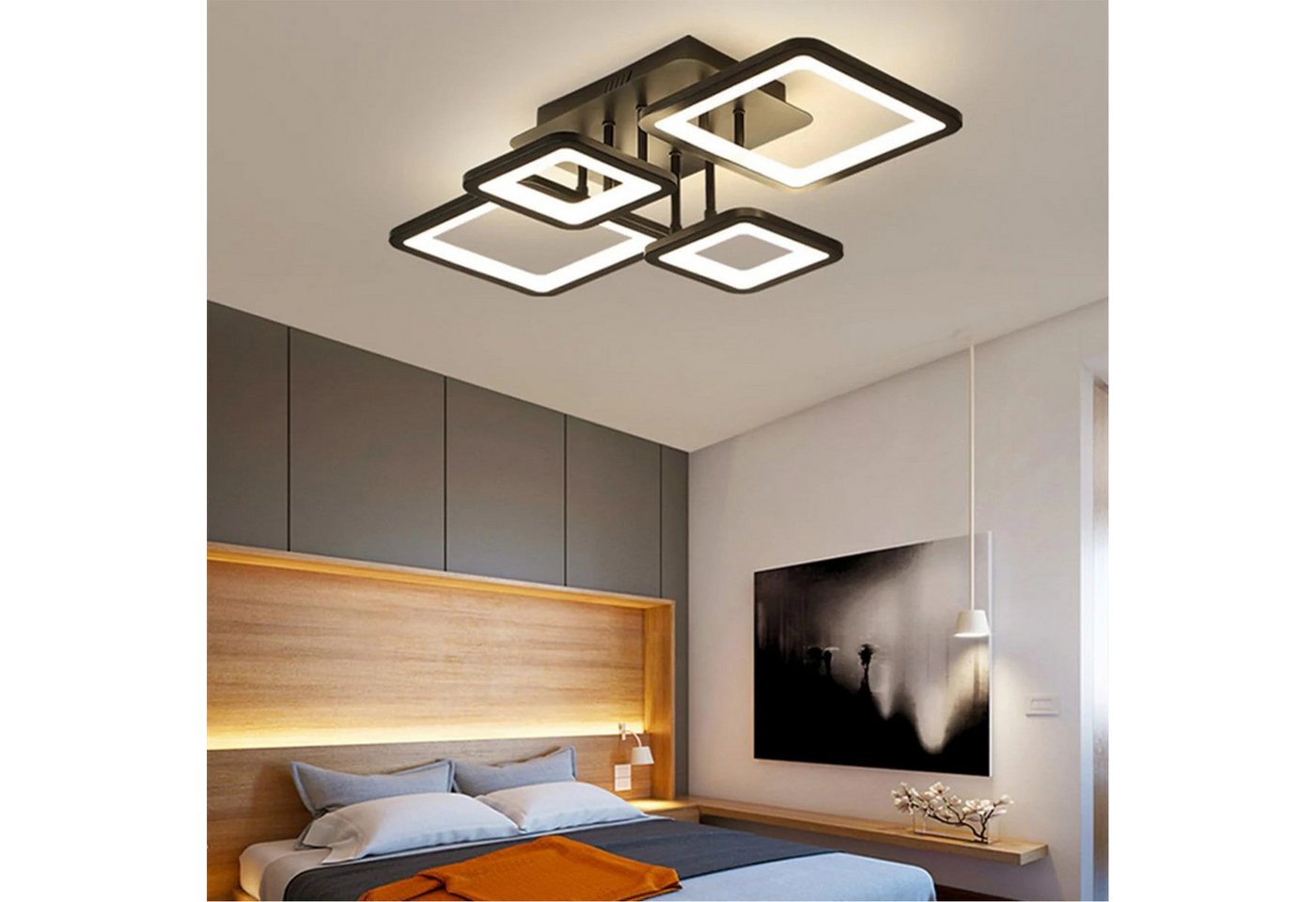 Riserva Deckenleuchten LED Deckenleuchte Schwarz 54W Stufenlos Dimmbar mit Fernbedienung, LED wechselbar Bild 4