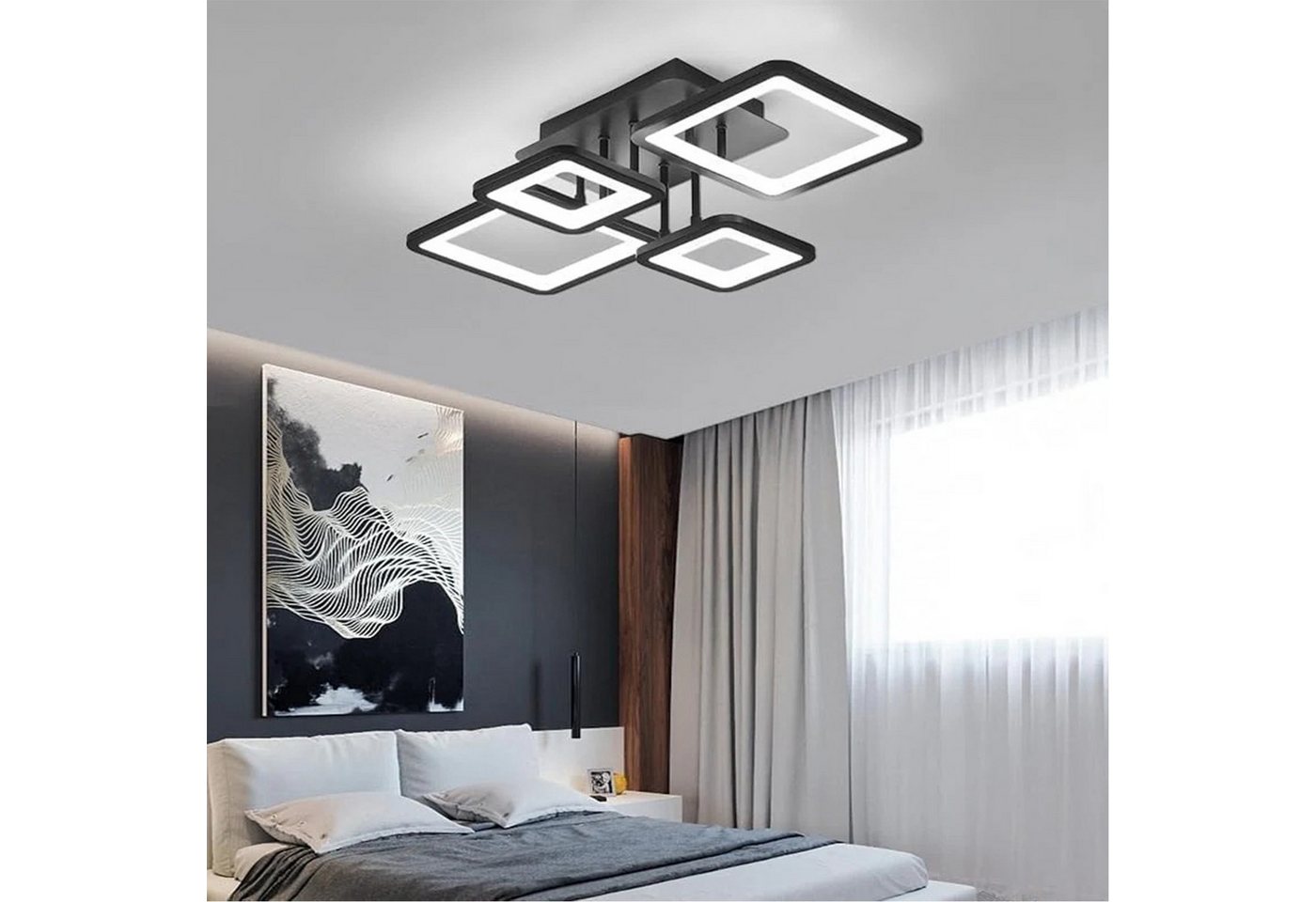 Riserva Deckenleuchten LED Deckenleuchte Schwarz 54W Stufenlos Dimmbar mit Fernbedienung, LED wechselbar Bild 5