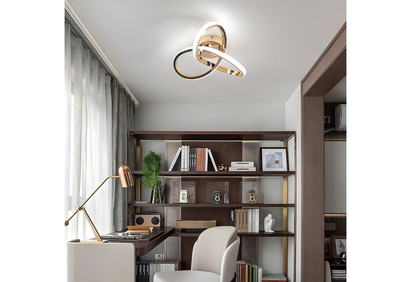 Riserva LED Deckenleuchte Moderne LED Deckenlampe Gold 22W, dimmbar 3 Farben, Acryl Rund Bild 3