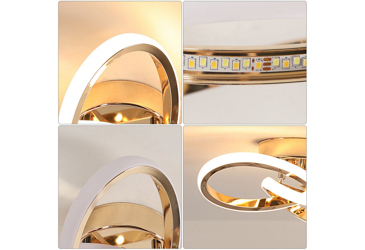 Riserva LED Deckenleuchte Moderne LED Deckenlampe Gold 22W, dimmbar 3 Farben, Acryl Rund Bild 4