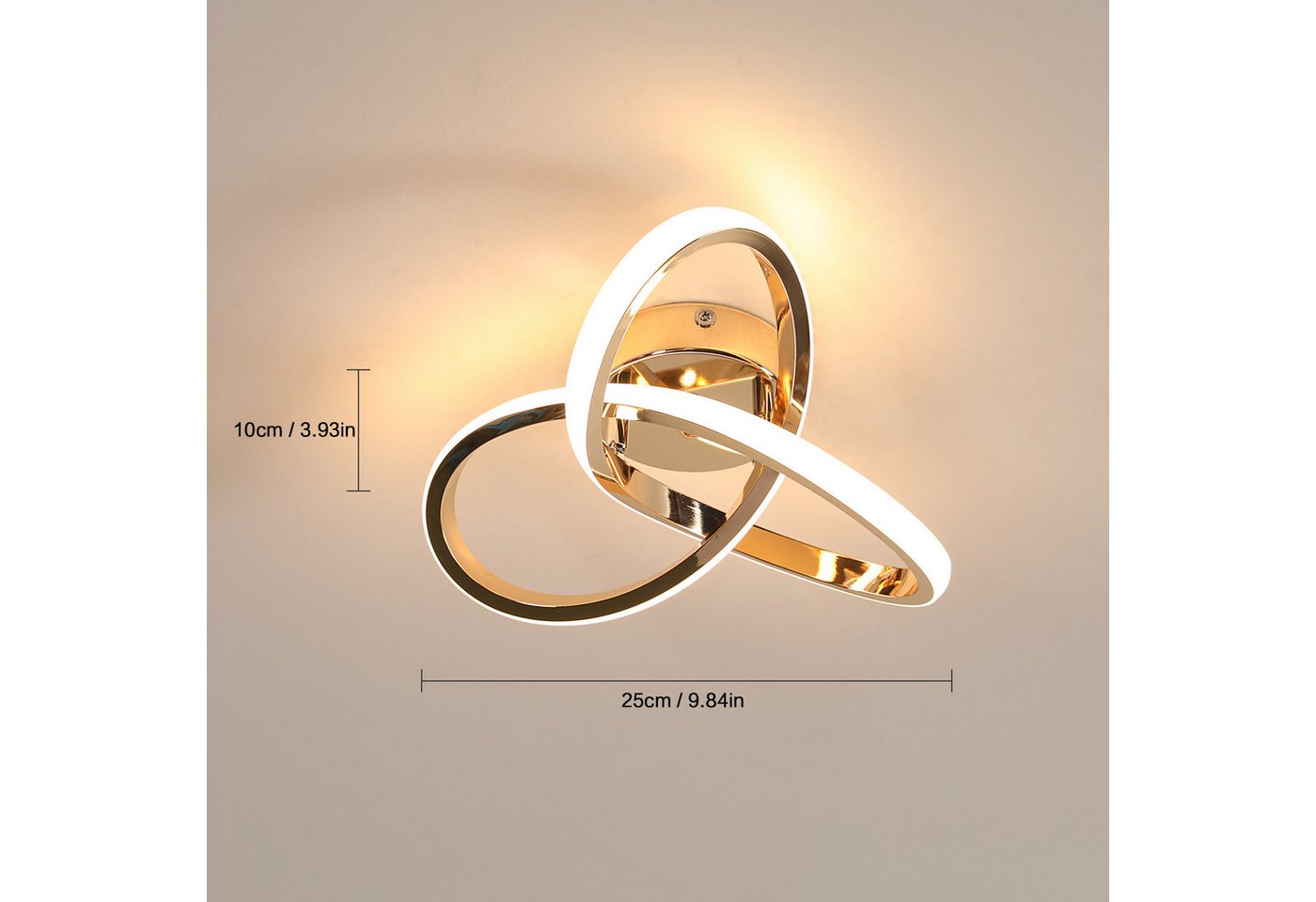 Riserva LED Deckenleuchte Moderne LED Deckenlampe Gold 22W, dimmbar 3 Farben, Acryl Rund Bild 5