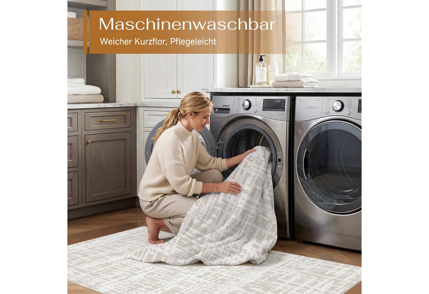 PURECOZY Teppich moderner Kurzflor Teppich, weich & kuschelig für diverse Innenräume, Rechteckig, Höhe: 5 mm, waschbar, rutschfest, 120x180, 160x230, 200x300, 300x400 cm Bild 5