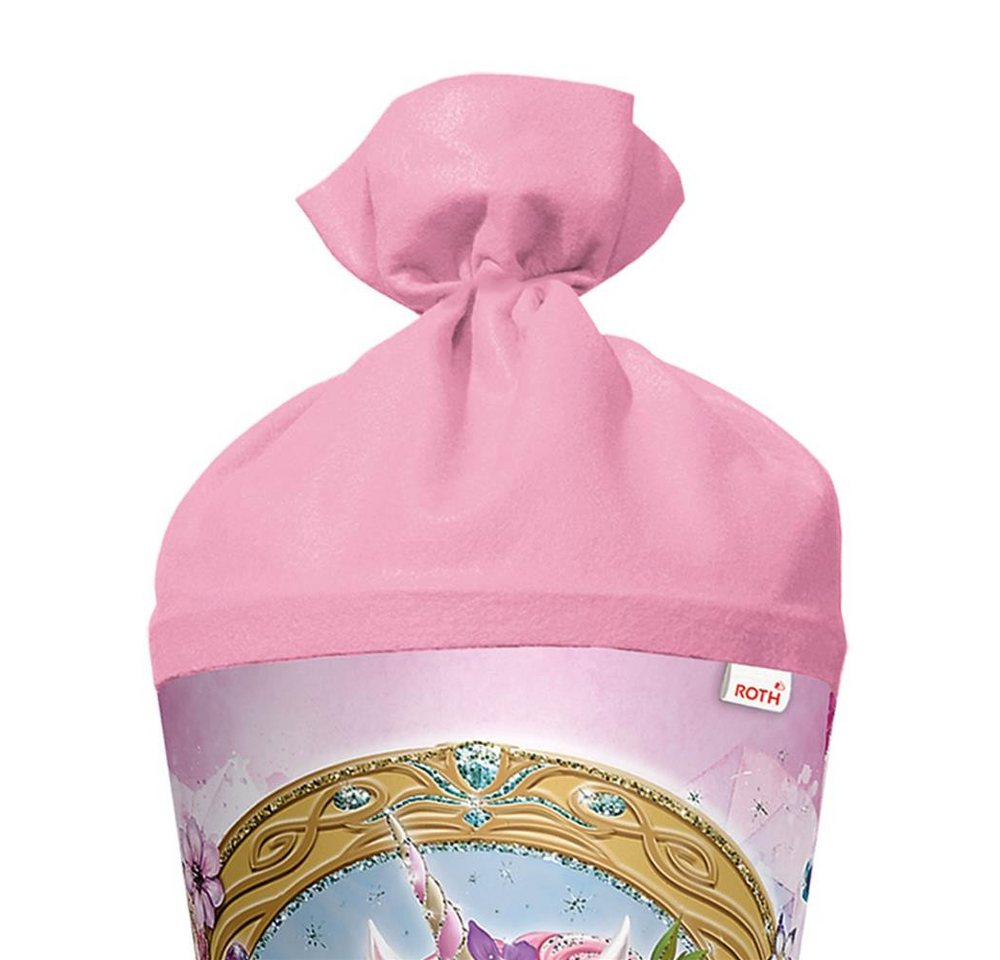 Roth Schultüte Einhorn Beauty mit Glittereffekt, 70cm, rund, mit Rot(h)-Spitze und rosafarbigem Filz Bild 4
