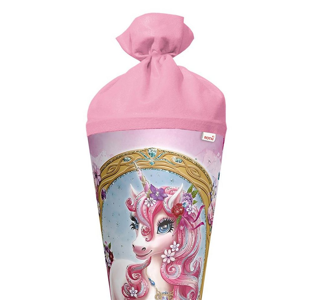 Roth Schultüte Einhorn Beauty mit Glittereffekt, 70cm, rund, mit Rot(h)-Spitze und rosafarbigem Filz Bild 5