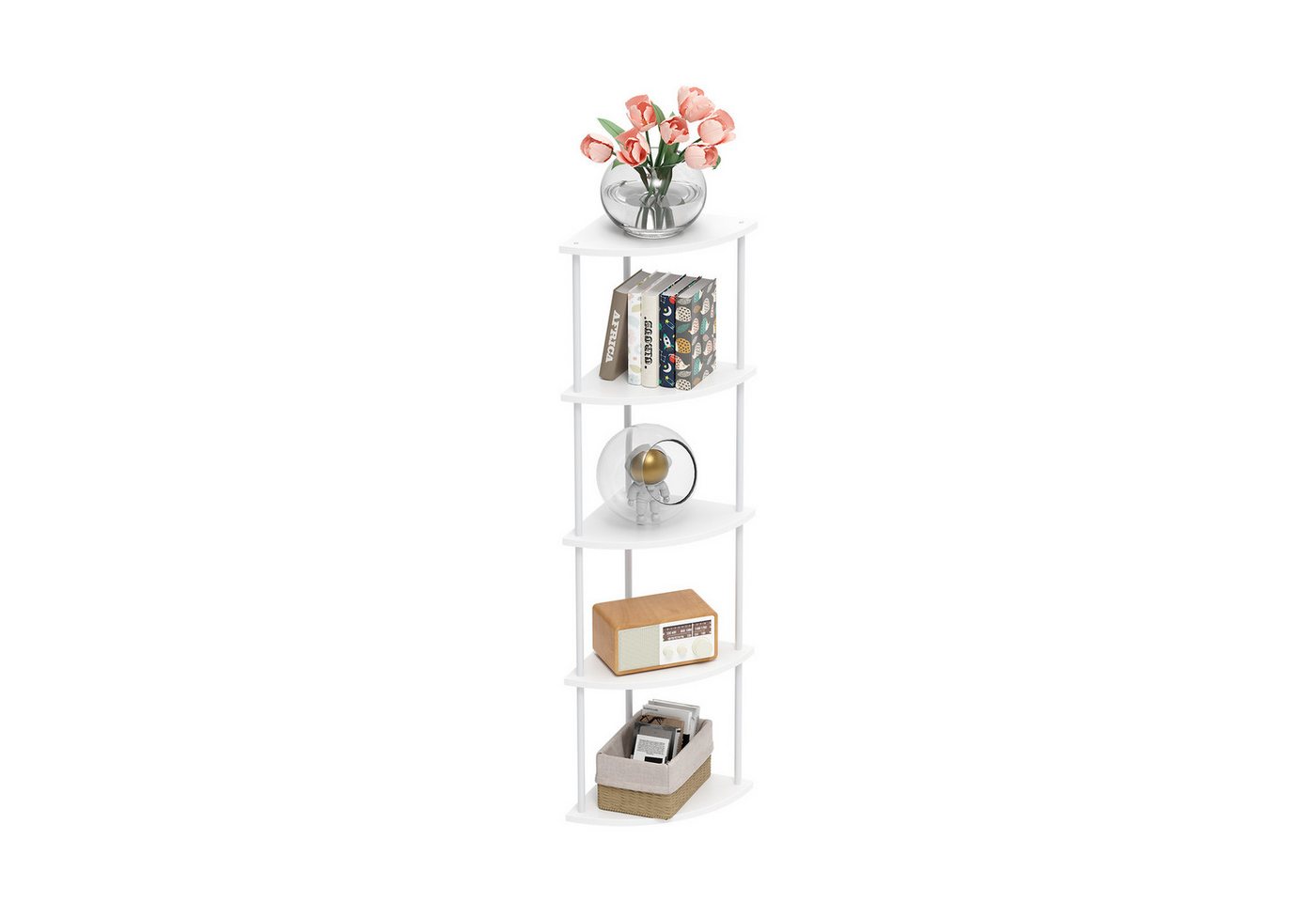 JEOBEST Eckregal Bücherregal mit 5 Ebenen, Aufbewahrungsregal, Pflanzenregal, H: 124cm, Industrial-Design, mit Stahlrahmen Bild 4