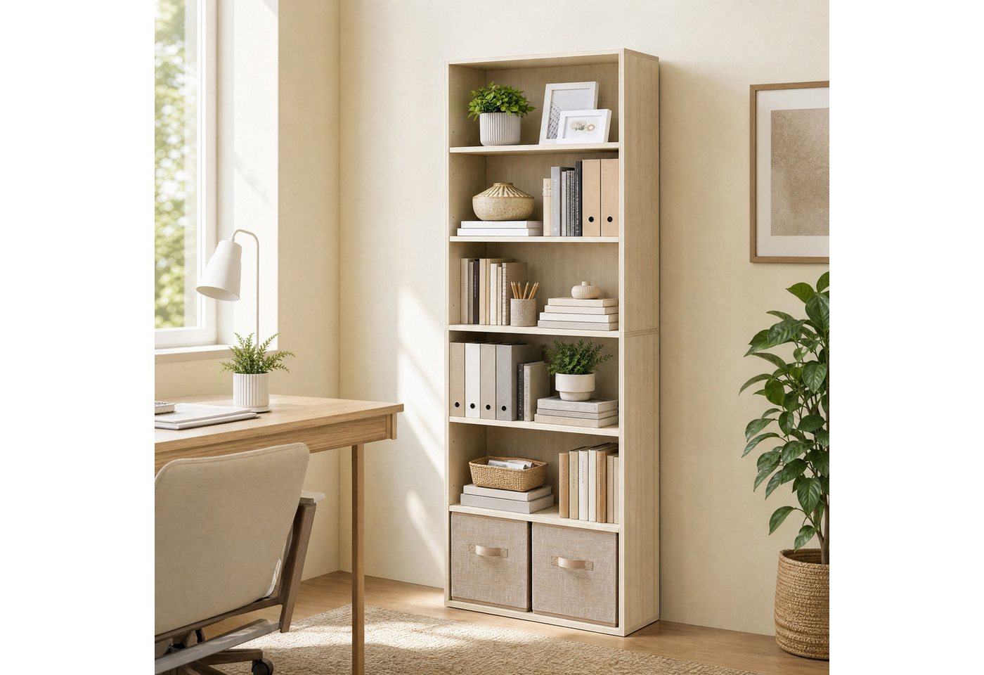 VASAGLE Bücherregal 178.5 cm, Standregal mit verstellbaren Ablagen, mit 6 Ebenen, offenes Aufbewahrungsregal, für Wohnzimmer Bild 2