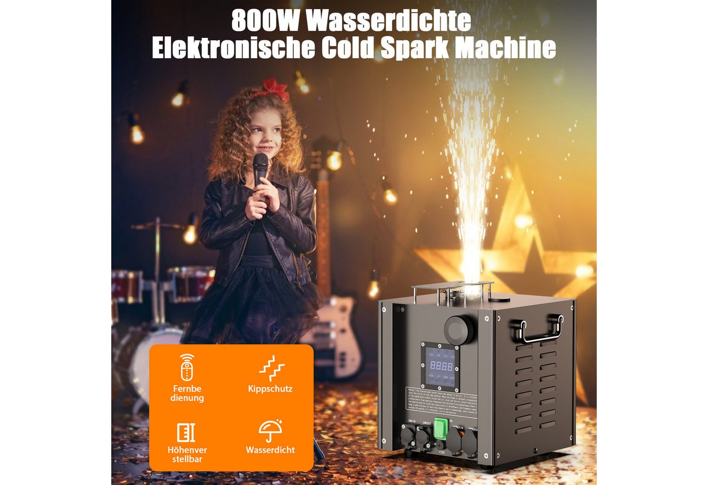 ZonQoonz Discolicht 800W wasserdichte Kaltflammen-Feuerwerksmaschine mit Transportkoffer Bild 2
