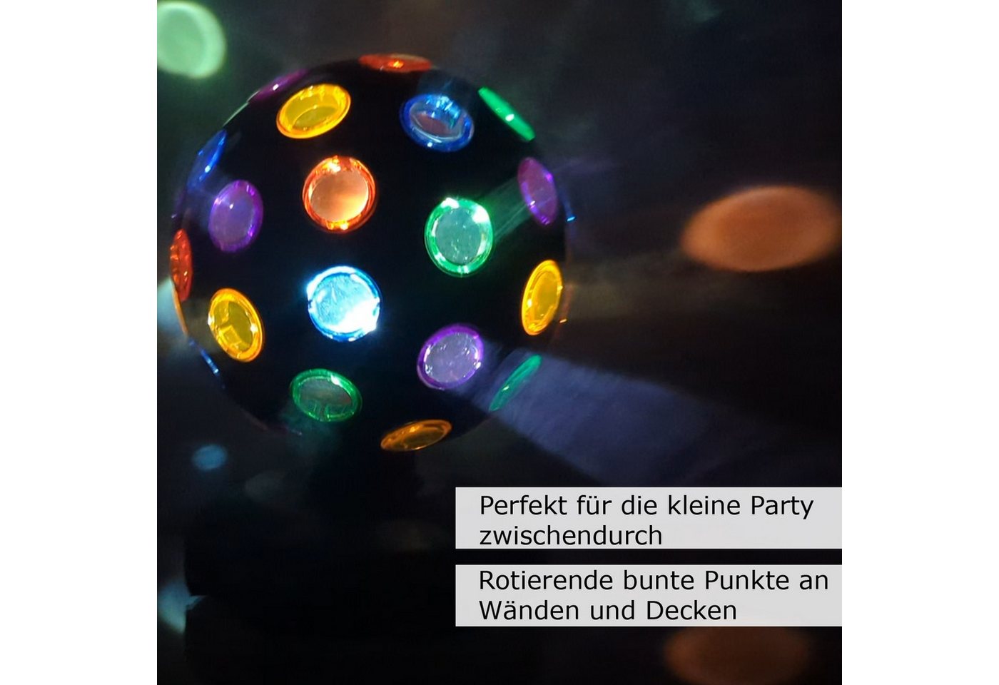 SATISFIRE Discolicht Disco Ball Lichteffekt Kugel Partyeffekt Batterie/USB Strahleneffekt, LED Classic, mehrfarbig / bunt Bild 4