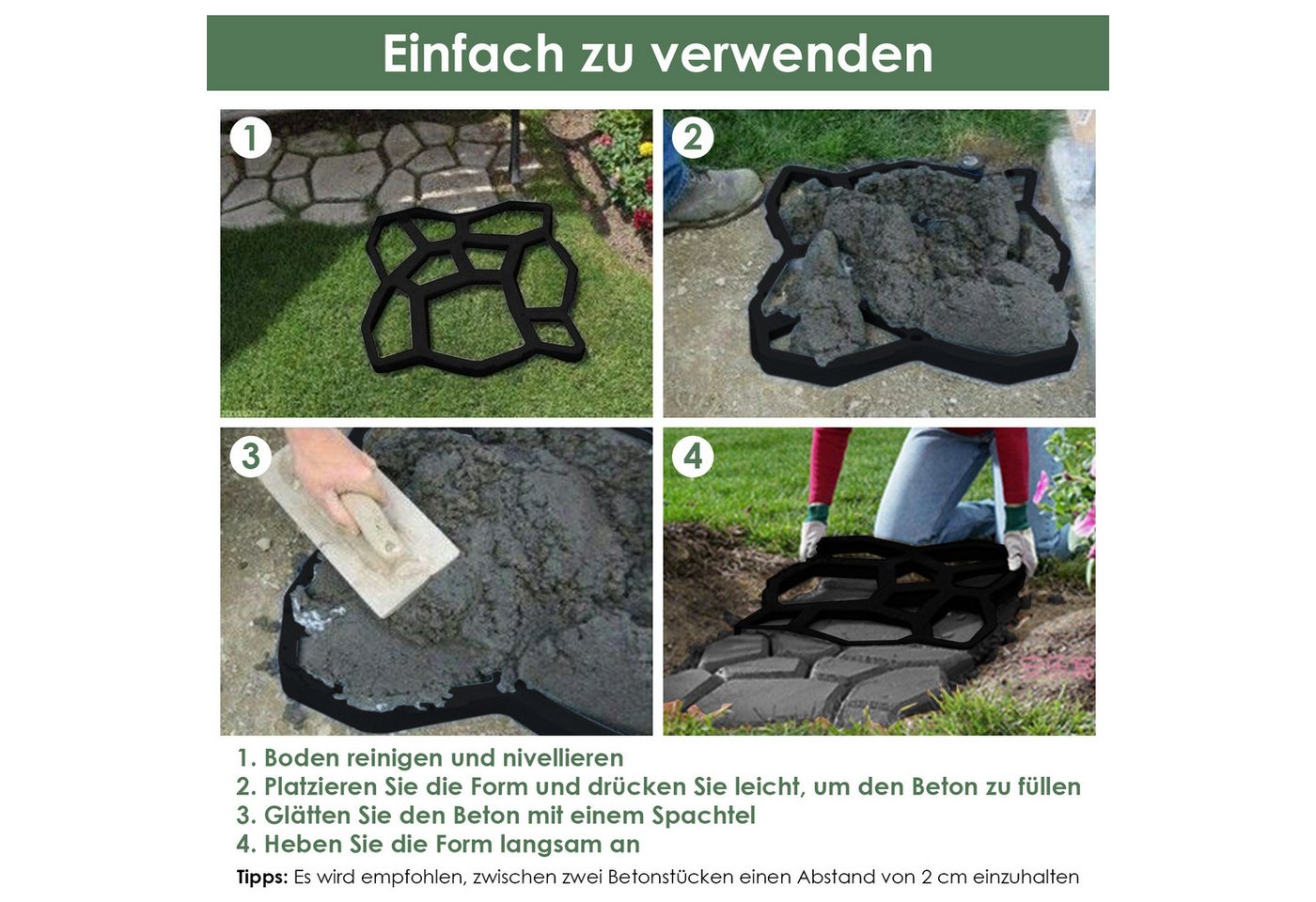 Clanmacy Gipsfaserplatten 5X Pflasterform Gehwegplatten Pflasterschablone Betonform Bild 3
