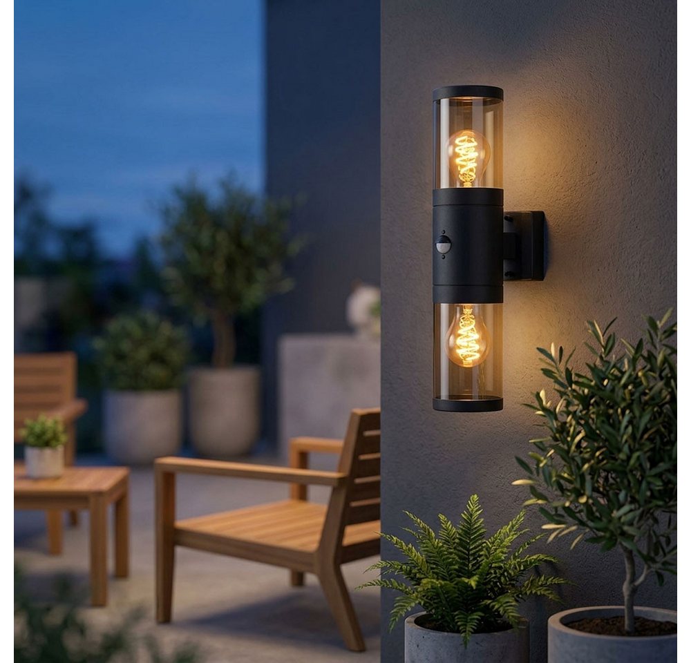 GLOBO LIGHTING LED Außen-Wandleuchte, Leuchtmittel inklusive, Warmweiß, Außenleuchte LED Wandlampe mit Bewegungsmelder Up Down Bild 3