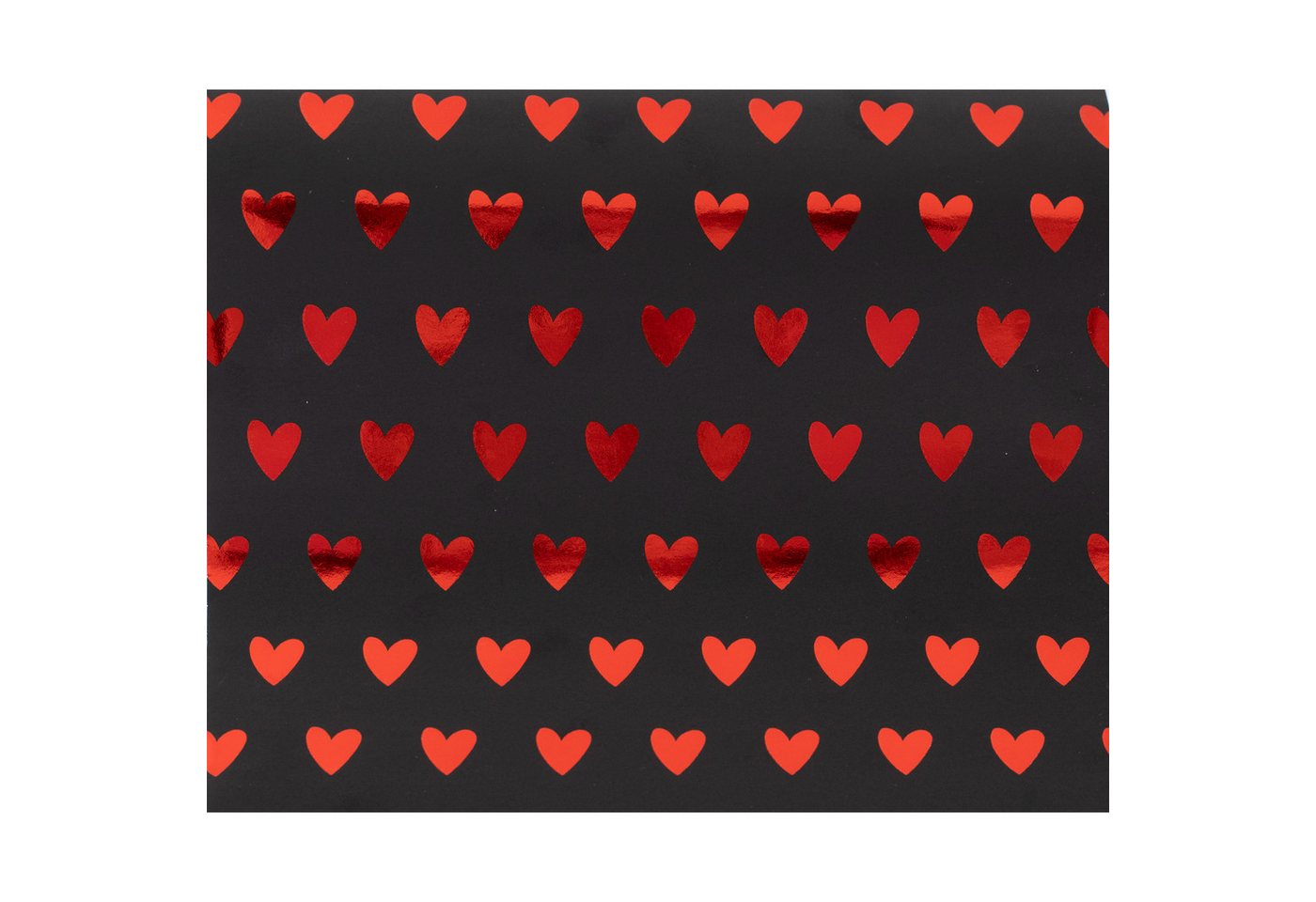 Star Geschenkpapier, Geschenkpapier Herzen 70cm x 2m Rolle Schwarz / Rot glänzend Bild 3