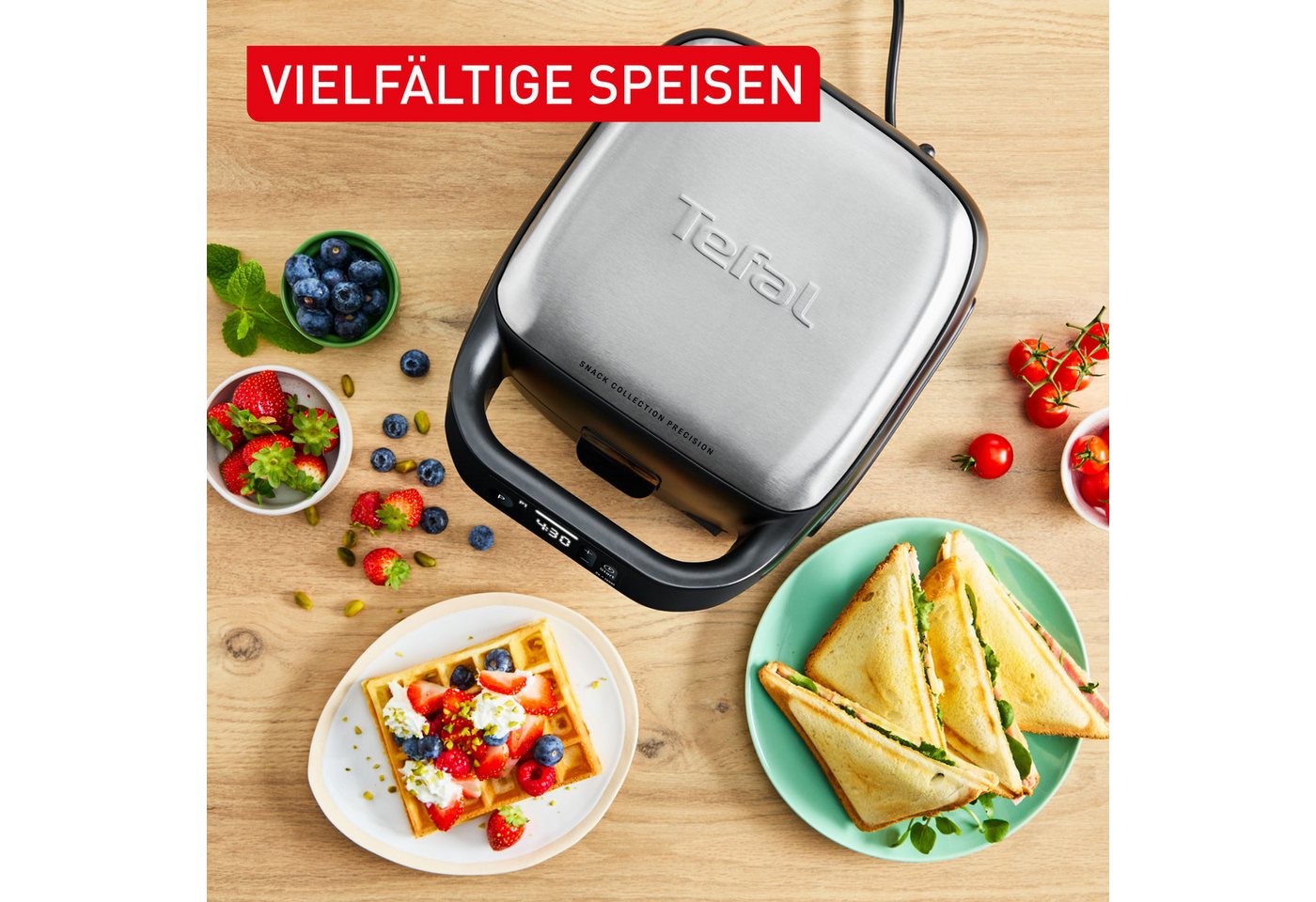 Tefal 2-in-1-Sandwichmaker Snack Collection Precision, Sandwiches & Waffeln, 3 Programme, digitaler Bildschirm, Timer Bild 3