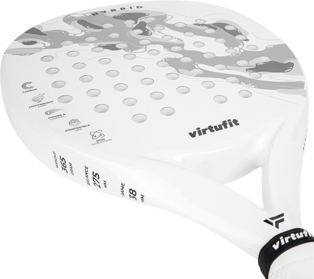 VirtuFit Padelschläger VirtuFit Hybrid Padel-Schläger Weiß Grau 365 g Bild 3