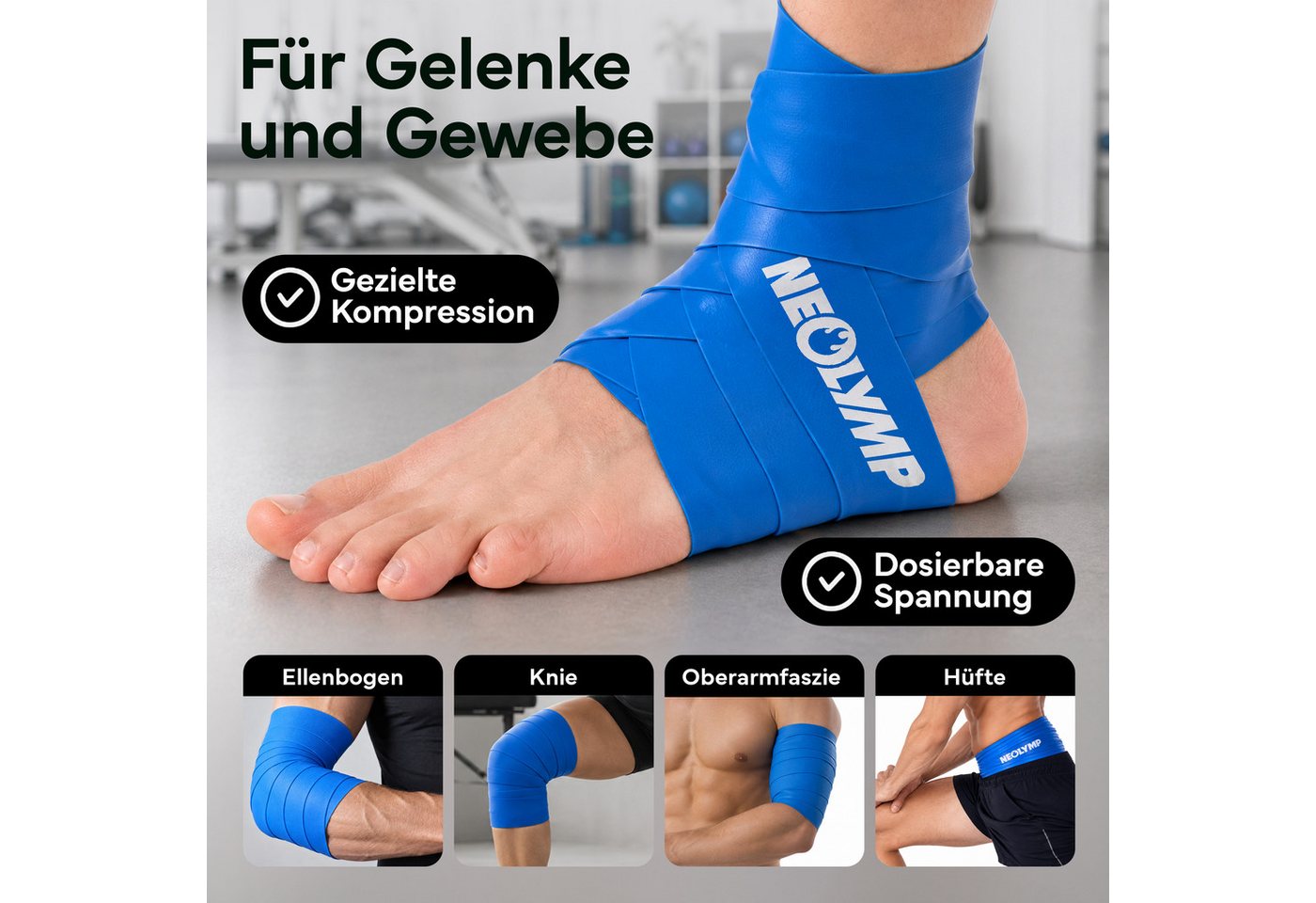 NEOLYMP Flossband für mehr Beweglichkeit, Mobilität & Regeneration - reißfestes TPE, Flossing Band gezielte Kompression für Gelenke & Physiotherapie Bild 2