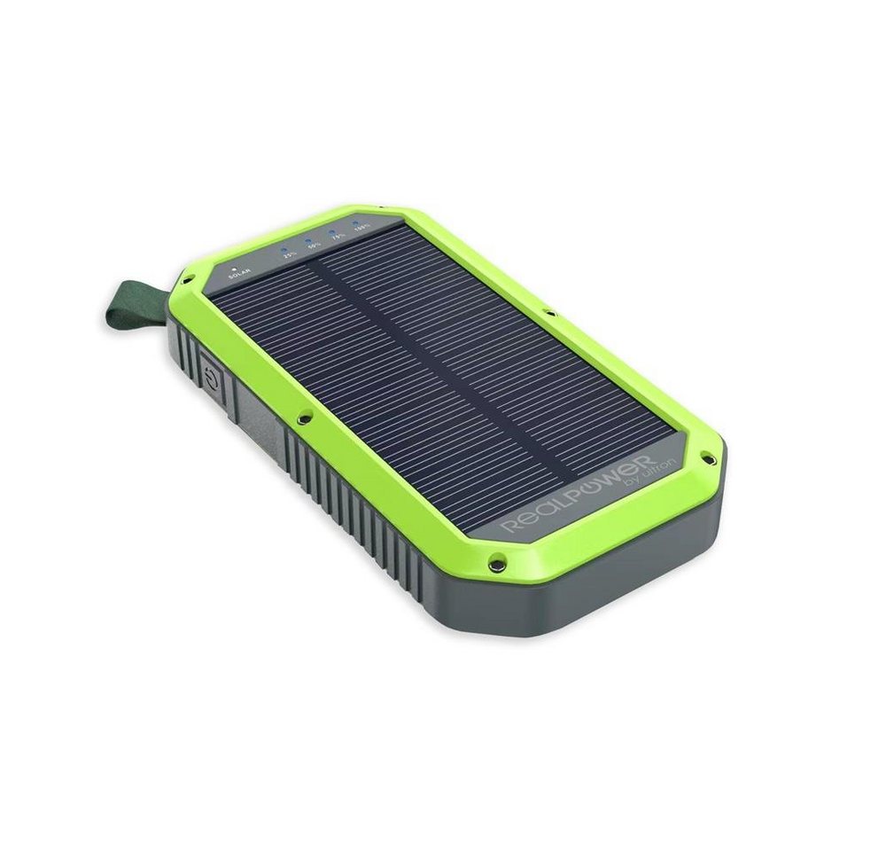 Realpower PB-10000 Solar Powerbank, mit LED Lampe 10000 mAh USB-C QI Bild 3