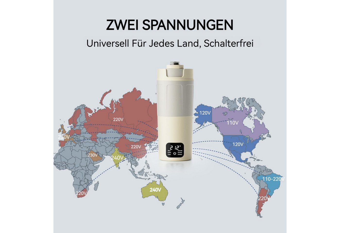Tekoo Wasserkocher Tragbarer Reise-Wasserkocher 316 Edelstahl 550ml, 360 W, Tragbar für Reisen, Warmhaltefunktion über Powerbank Bild 4