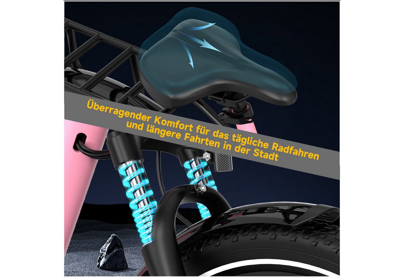 RCB E-Bike Pedelec G6 für Stadt und Gelände,27,5 Zoll Damen Elektrofahrrad,13Ah,80-120 km, 7 Gang, Kettenschaltung, Heckmotor, 468 Wh, APP&NFC, ebike Damen, Drehmomentsensor, max. Geschwindigkeit: 25 km/h
