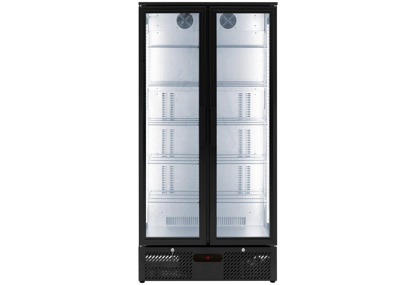 Royal Catering Getränkekühlschrank RC-BC004, 180 cm hoch, 90.5 cm breit, 458 L Kühlschrank für Getränke mit Glastür LED-Beleuchtung schwarz Bild 4