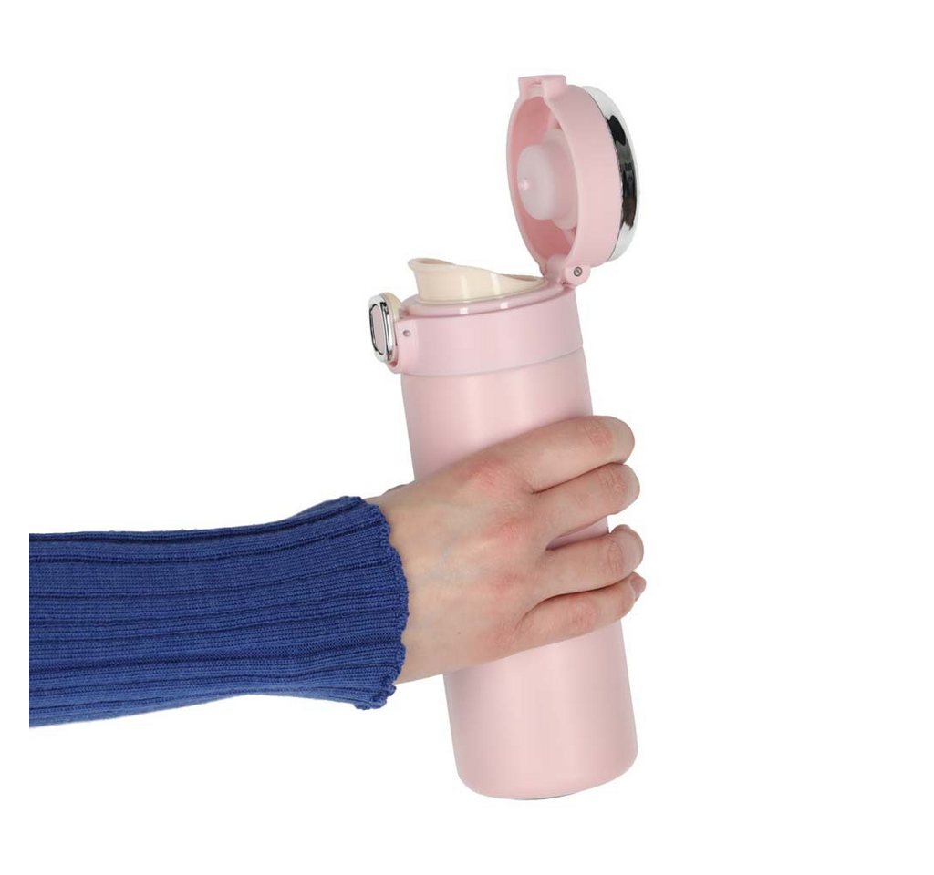 Ikonka Isolierflasche Thermal Mug LED Thermobecher Temperaturanzeige 420ml pink Edelstahl, LED Temperaturanzeige, doppelwandige Isolierung, Klickverschluss Bild 2