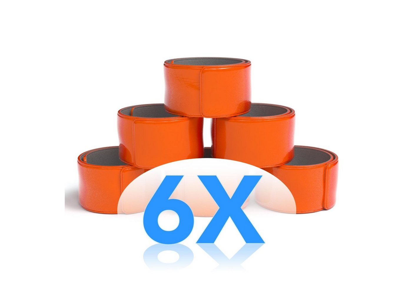 EAZY CASE Fahrradreflektor 6er Set Schnapp-Leuchtarmbänder, Jogging Reflektoren Schnapparmband Neon Laufband reflektierend Orange Bild 2