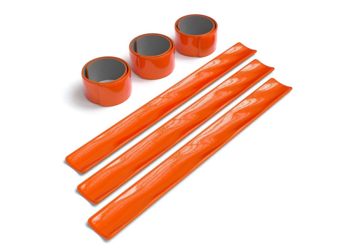 EAZY CASE Fahrradreflektor 6er Set Schnapp-Leuchtarmbänder, Jogging Reflektoren Schnapparmband Neon Laufband reflektierend Orange Bild 4