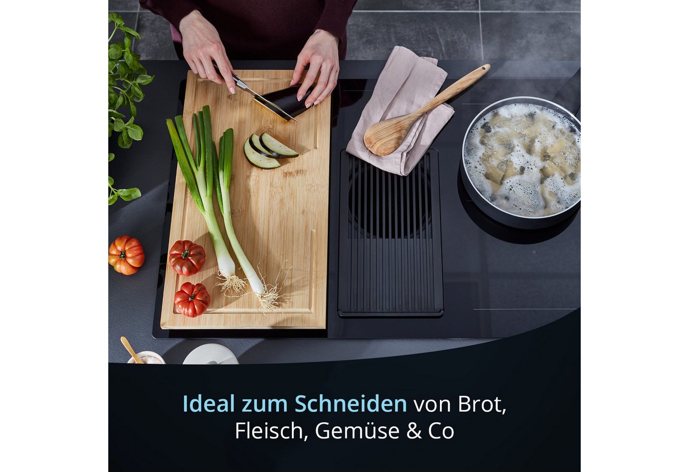 KHG Herd-Abdeckplatte Bambus 2er-Set je 50x28 cm Holz braun, Bambus, (2 tlg) Bild 3