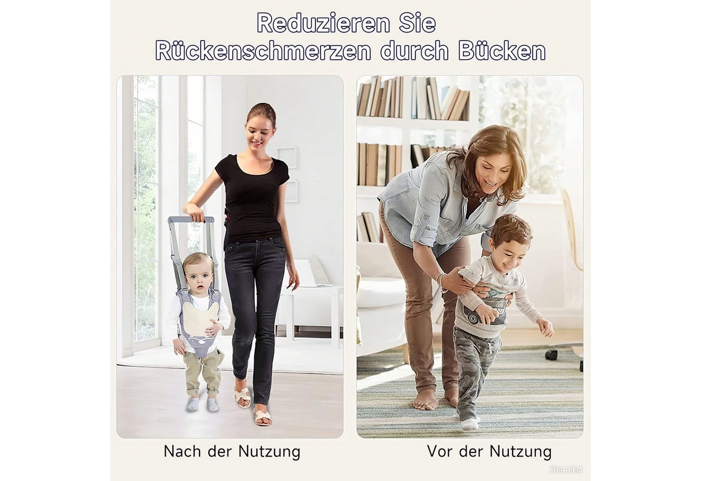 AIMAX Lauflernhilfe Lauflernwagen Baby Walker Lauflernhilfe Gehhilfe für Einstellbar, (mit Magischen Aufklebern, Multifunktional MaxTragfähigkeit 36kg, 1-tlg., 3 in 1 Abnehmbarer, Geschenke für Neugeborene, Taufe, Baby-Part uvm), Kleinkind 9-24 Monthe Ergonomisch Stehen Gehen Lernen Helfer Bild 2