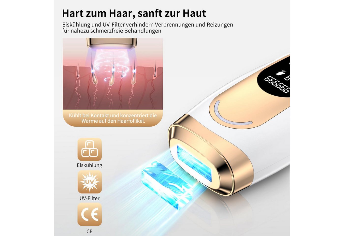 AIBISTAR IPL-Haarentferner IPL-Haarentferner Laser Haarentfernung – 9 Stufen, Eiskühlung, 999,999 Lichtimpulse, für Männer, Frauen, Achseln, Beine, Körper, Laser Haarentfernung Zuhause Dauerhafte Schmerzlos Haarentfernung Bild 3