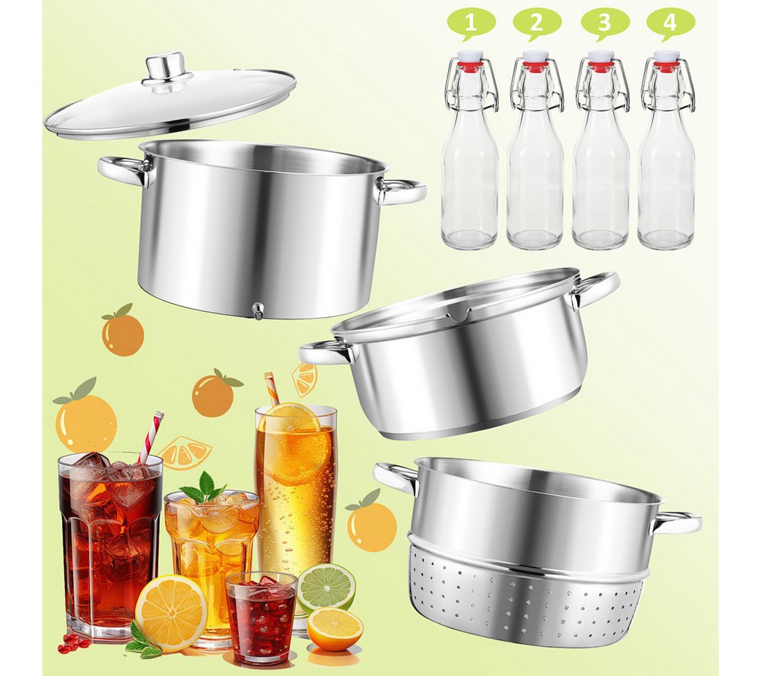 Clanmacy Entsafter Dampfentsafter aus Edelstahl 8L Fruchtentsafter & Saftkocher Ø 26 cm Bild 2