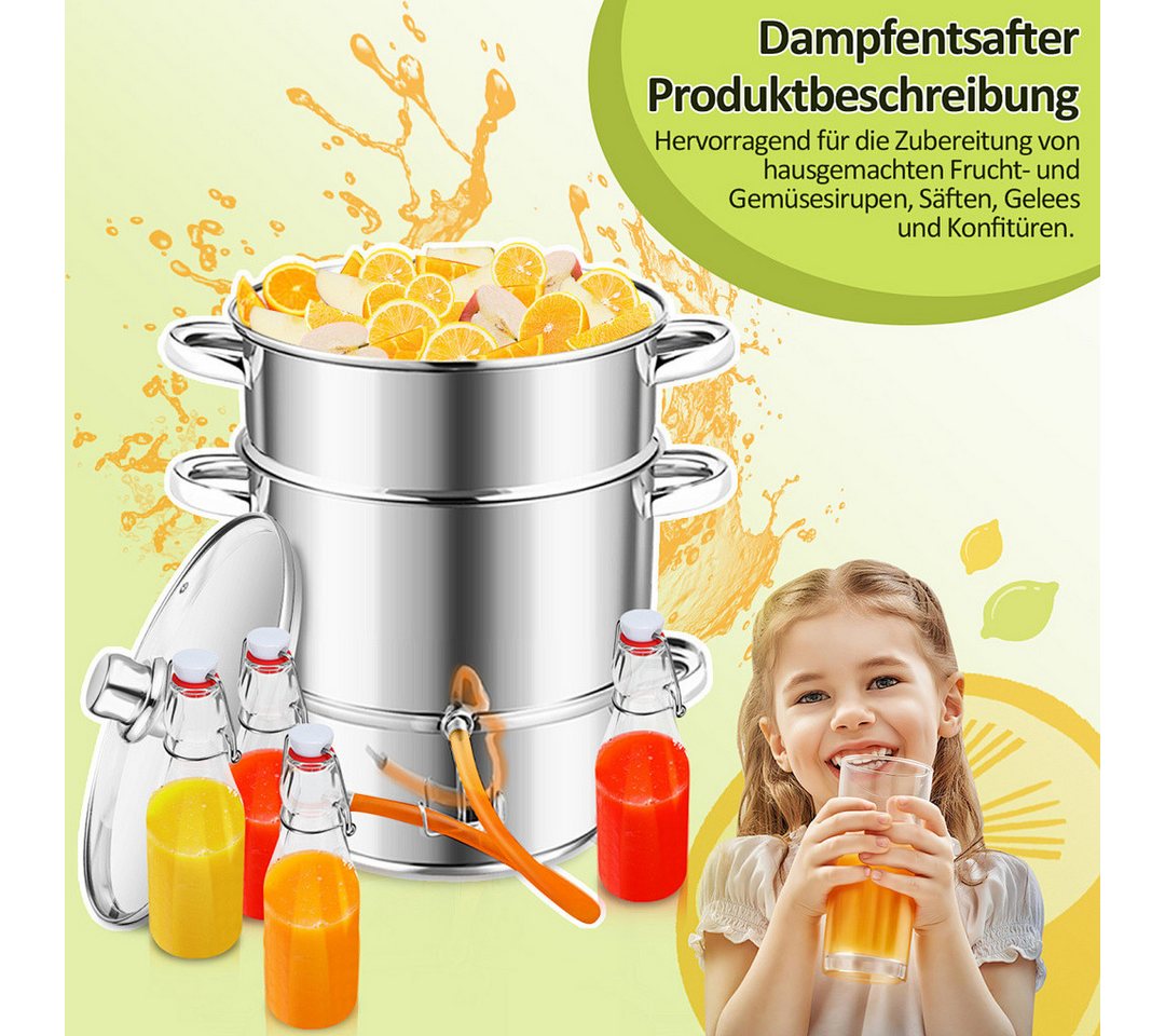 Clanmacy Entsafter Dampfentsafter aus Edelstahl 8L Fruchtentsafter & Saftkocher Ø 26 cm Bild 3