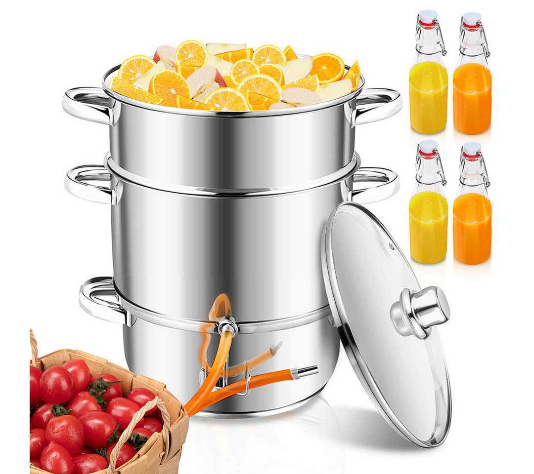 Clanmacy Entsafter Dampfentsafter aus Edelstahl 8L Fruchtentsafter & Saftkocher Ø 26 cm Bild 4