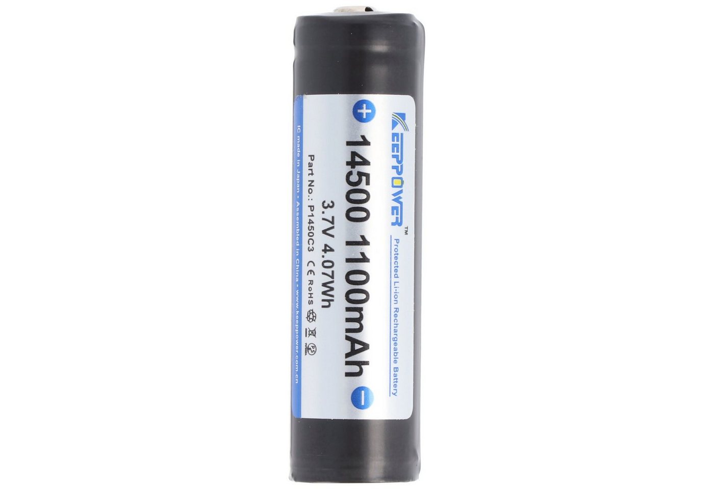 Keeppower Akku 14500 mit 3,7 Volt Spannung und 1100mAh Kapazität, Li-Ion-Akku P Akku 1100 mAh (3,7 V) Bild 3