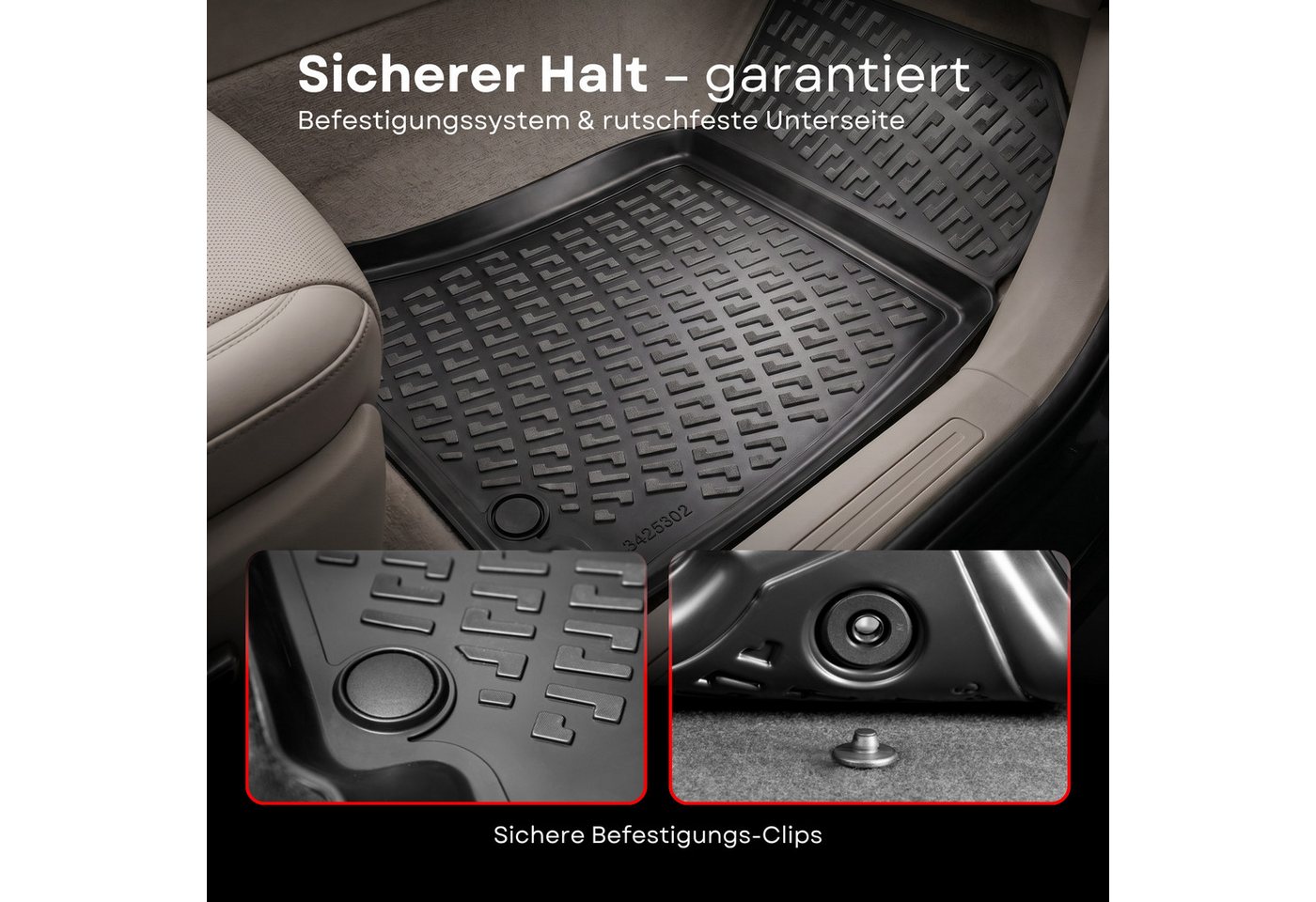 fussmattenprofi.com Auto-Fußmatte 3D Auto Fussmatten für Peugeot 208 (1.Gen) 2013-2019 (1 St), für Peugeot Peugeot 208 Bild 3