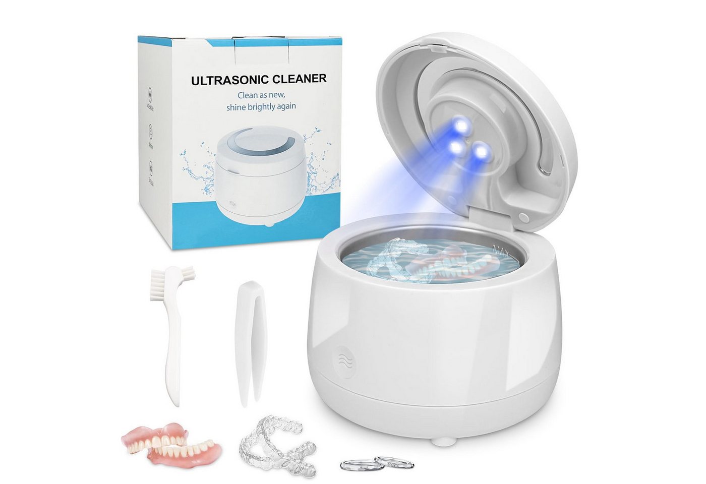 AIBISTAR Ultraschallreiniger Ultraschallreiniger 200 ml 43000 Hz für Zahnersatz & Zahnschiene, 43.000 Hz Ultraschall, Mit 3 UV-Lichtern, Für Zahnersatz Bild 2