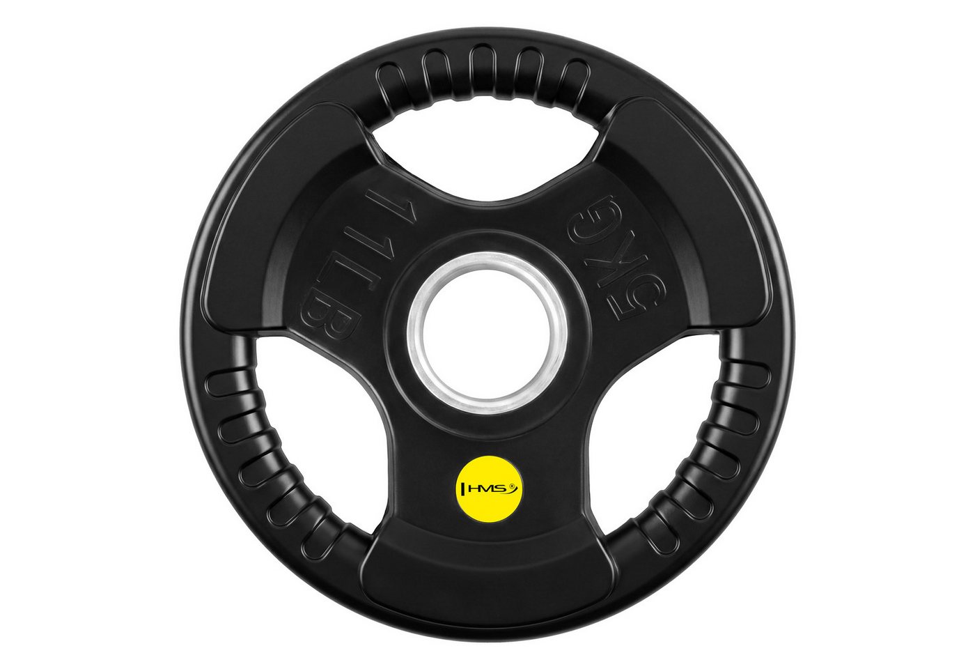HMS Hantelscheibe Pro Grip Gewichtsscheiben für Hanteln, 5 kg, (1-tlg), Tri-Grip-Design mit 3 ergonomischen Griffen Bild 2