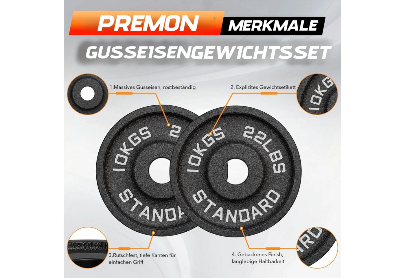 TLGREEN Hantelscheibe aus Gusseisen,olympische Standard-Hantelscheiben, 20 kg, (2-tlg), 50 mm Durchmesser, geeignet für Heim-Fitnessstudios und Krafttraining Bild 2