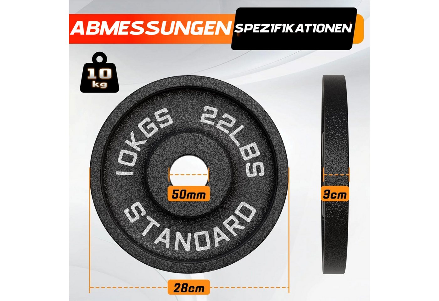 TLGREEN Hantelscheibe aus Gusseisen,olympische Standard-Hantelscheiben, 20 kg, (2-tlg), 50 mm Durchmesser, geeignet für Heim-Fitnessstudios und Krafttraining Bild 3