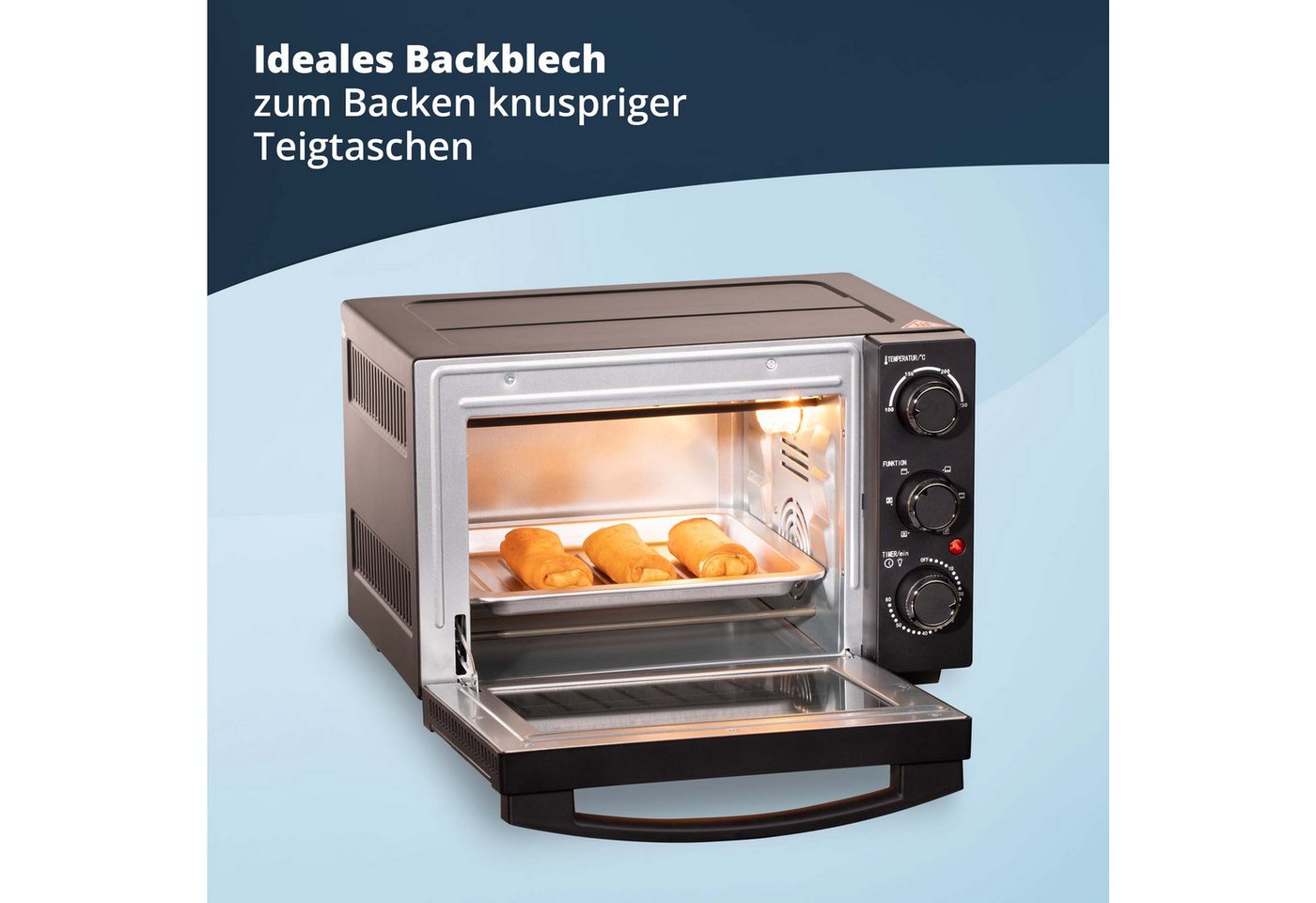 KHG Minibackofen Minibackofen MBO-15S in schwarz mit Umluft, Ober-/Unterhitze, Umluft, Ober-/Unterhitze, Brotbackofen, inkl. 6 Funktionsstufen Bild 2
