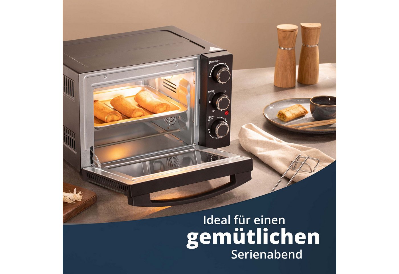 KHG Minibackofen Minibackofen MBO-15S in schwarz mit Umluft, Ober-/Unterhitze, Umluft, Ober-/Unterhitze, Brotbackofen, inkl. 6 Funktionsstufen Bild 4