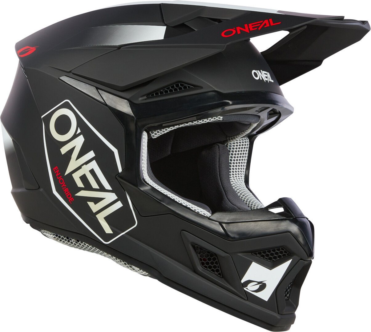 O’NEAL Motocrosshelm 3SRS Hexx schwarz/weiß/roter Motocross Helm, Absorbierend