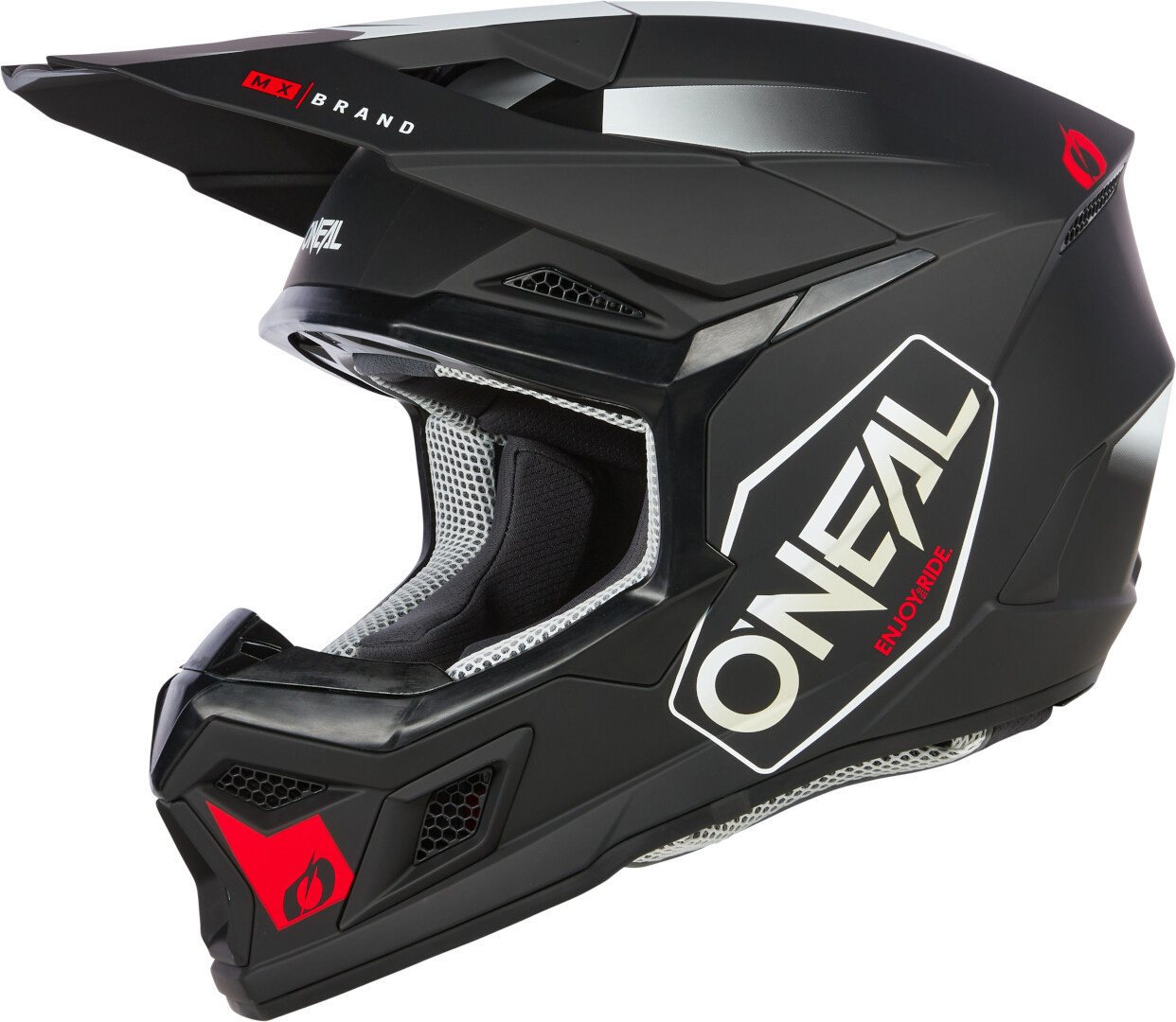 O’NEAL Motocrosshelm 3SRS Hexx schwarz/weiß/roter Motocross Helm, Absorbierend Bild 2