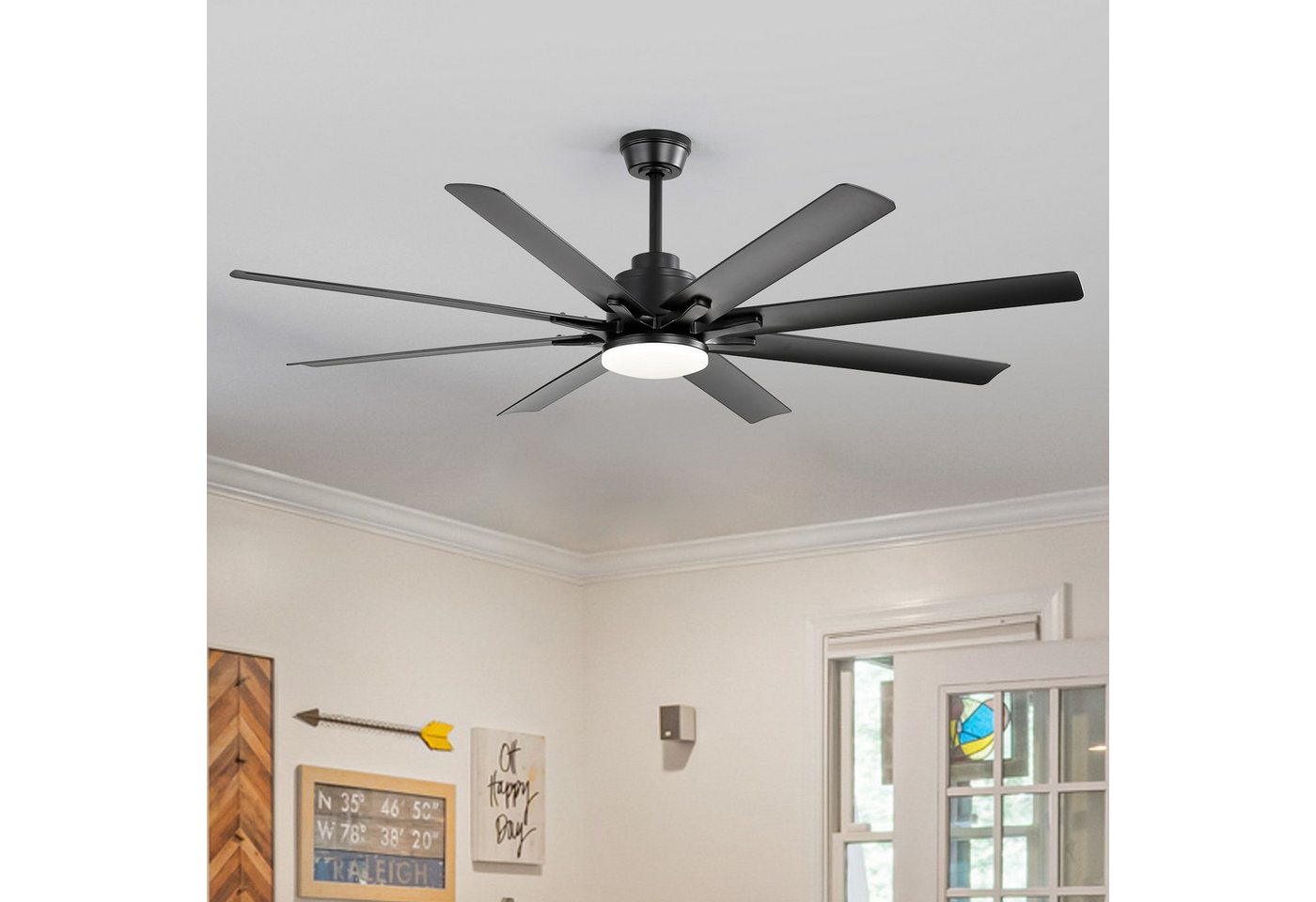 Sofucor Deckenventilator mit Licht und Fernbedienung, 132 cm, 8 ABS-Flügel, 8 weiße ABS‑Flügel, 1‑/4‑/8‑Stunden‑Timer Bild 4